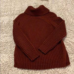 Chunky Burgundy Turtleneck Sweater
